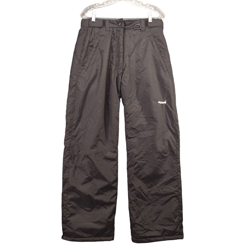 Ski Gear Ski Snow Pants Nylon W/ Waterproof Coating Womens Size L Black Logo